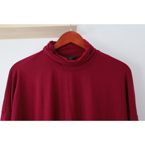 NWT EILEEN FISHER Womens XL Hibiscus Viscose Jersey High/Low Turtleneck Tunic - Picture 2 of 8